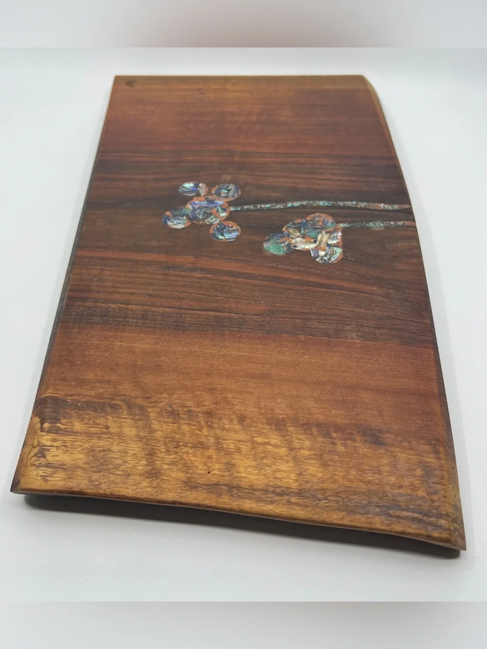 Handmade Wooden wood Charcuterie board display Psychedelic Colorful Floral Inlay